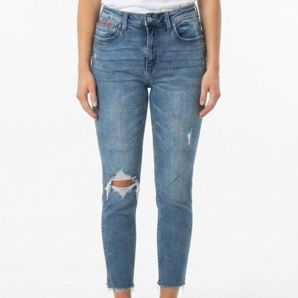 Judy Blue Boyfriend Jeans Womens 11/30 Blue Distressed Raw Hem